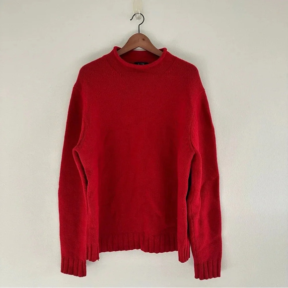 VINTAGE J. Crew Lamb Wool Red Knit Sweater XL - Picture 1 of 8